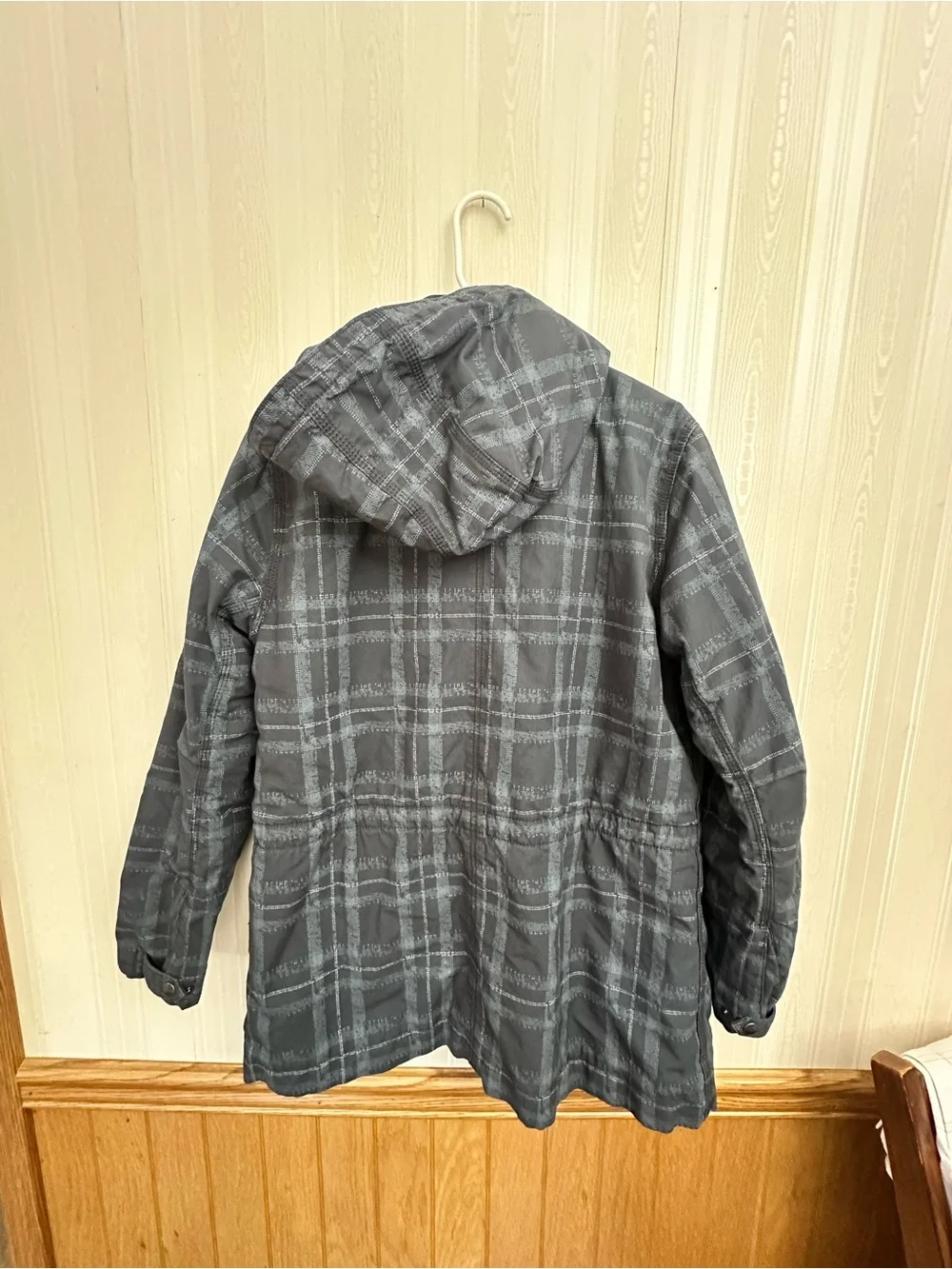 Carhartt Gray Plaid Quilted Hooded Utility Jacket